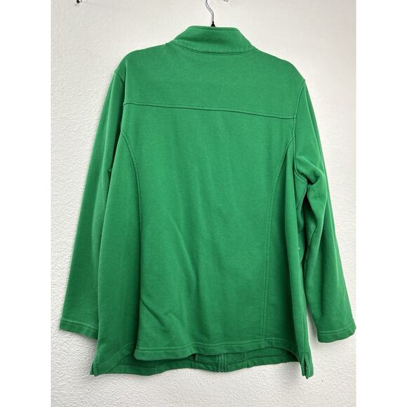 Quaker Factory Plus Sz 1X Zip Up Hoodie Casual Green Jacket Women Bling Cozy - Picture 8 of 9